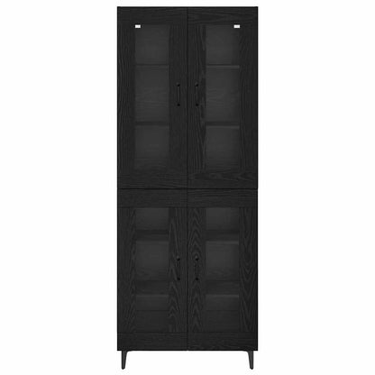 vidaXL Buffet haut noir aspect chêne 69,5 x 34 x 180 cm Bois d'ingénierie