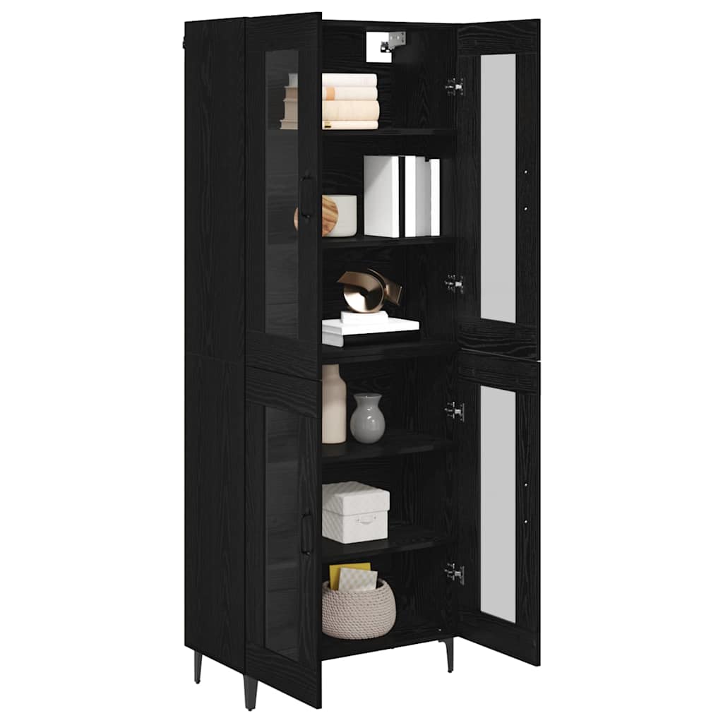 vidaXL Buffet haut noir aspect chêne 69,5 x 34 x 180 cm Bois d'ingénierie