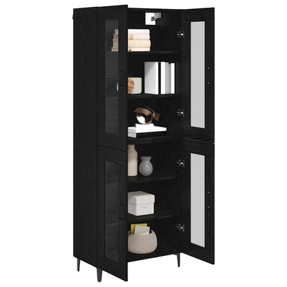 vidaXL Buffet haut noir aspect chêne 69,5 x 34 x 180 cm Bois d'ingénierie