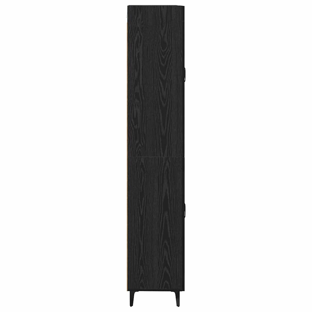 vidaXL Buffet haut noir aspect chêne 69,5 x 34 x 180 cm Bois d'ingénierie