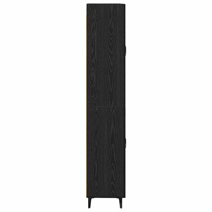 vidaXL Buffet haut noir aspect chêne 69,5 x 34 x 180 cm Bois d'ingénierie