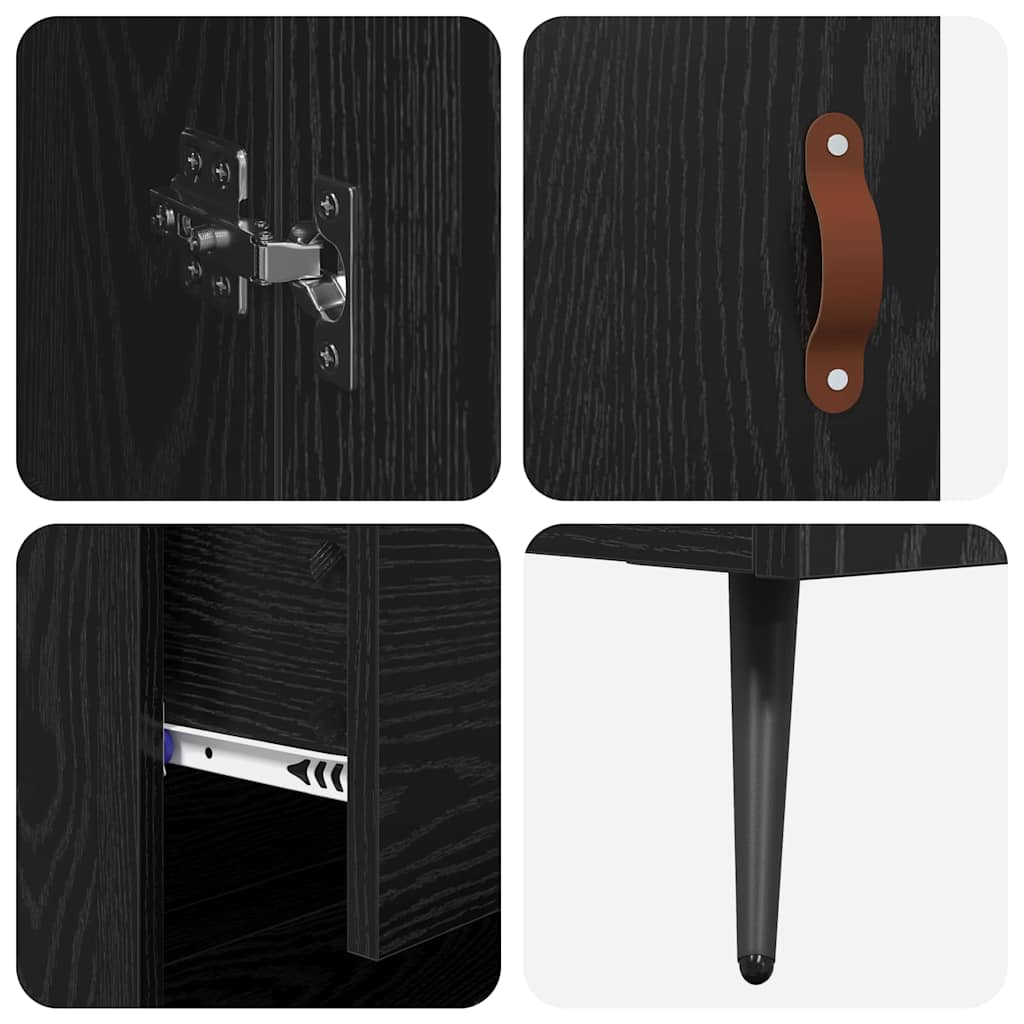 vidaXL Buffet haut avec étagère 2 pcs Noir aspect chêne