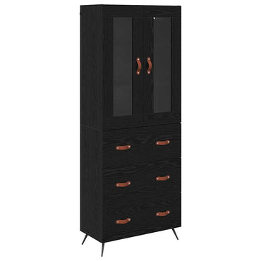 vidaXL Buffet haut avec étagère 2 pcs Noir aspect chêne