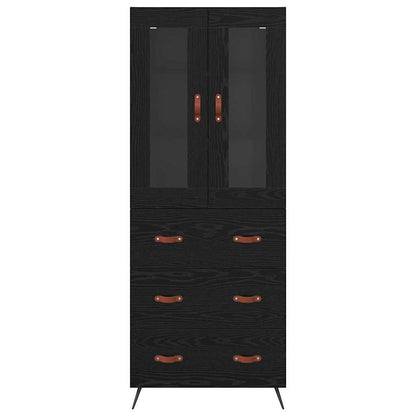vidaXL Buffet haut avec étagère 2 pcs Noir aspect chêne