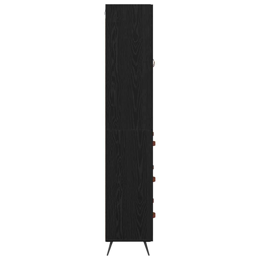 vidaXL Buffet haut avec étagère 2 pcs Noir aspect chêne