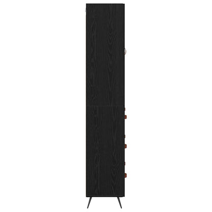 vidaXL Buffet haut avec étagère 2 pcs Noir aspect chêne