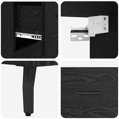 vidaXL Bahut haut noir aspect chêne 69,5 x 34 x 180 cm