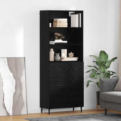 vidaXL Bahut haut noir aspect chêne 69,5 x 34 x 180 cm