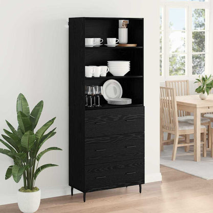 vidaXL Bahut haut noir aspect chêne 69,5 x 34 x 180 cm