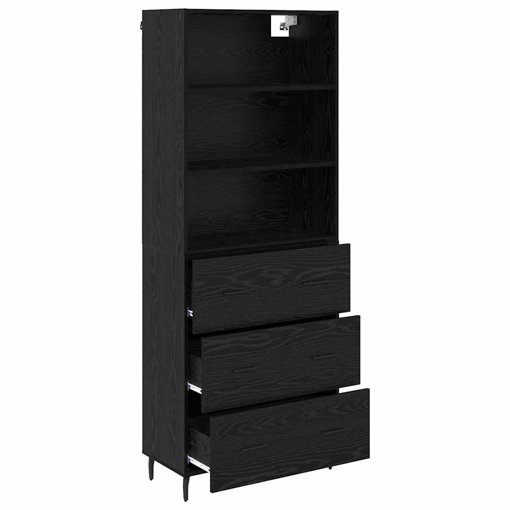 vidaXL Bahut haut noir aspect chêne 69,5 x 34 x 180 cm