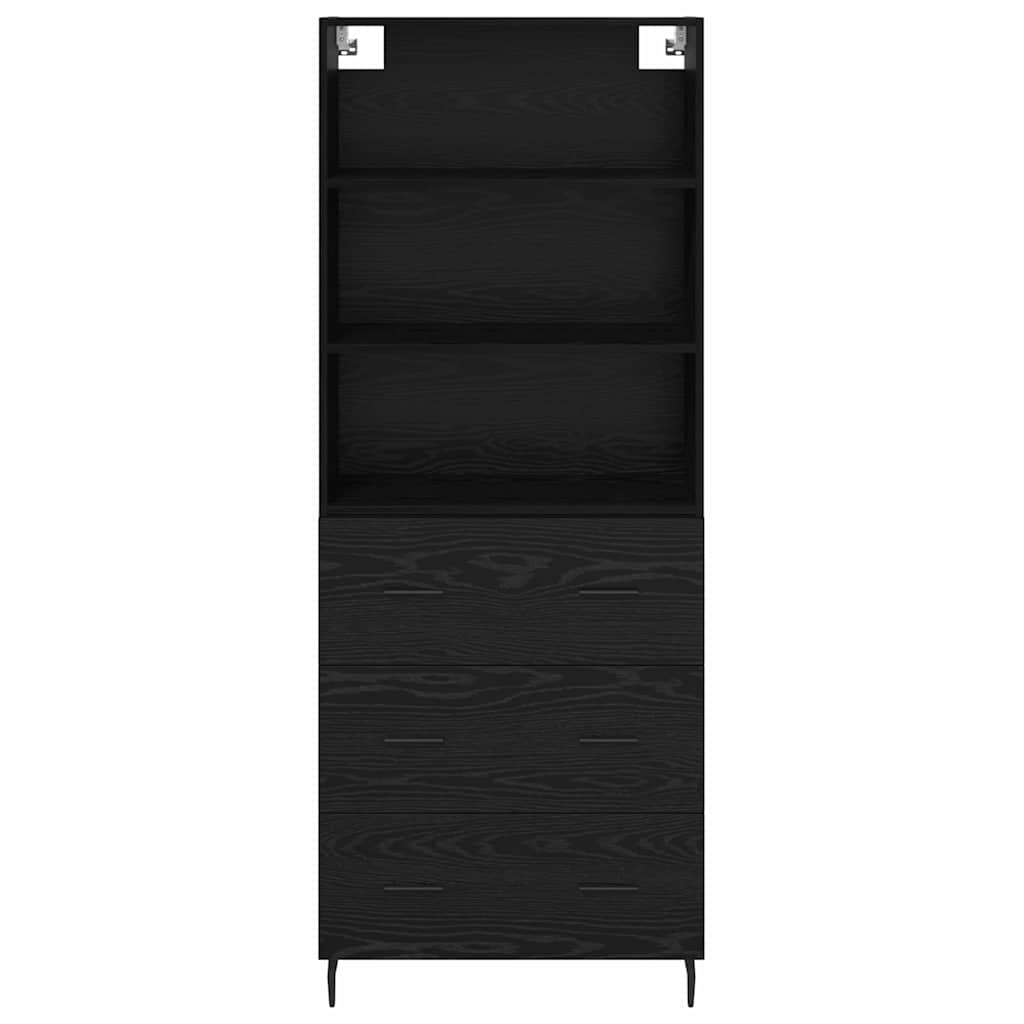 vidaXL Bahut haut noir aspect chêne 69,5 x 34 x 180 cm