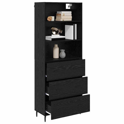 vidaXL Bahut haut noir aspect chêne 69,5 x 34 x 180 cm