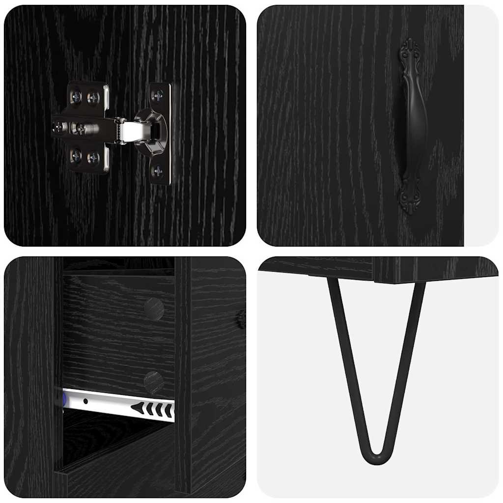 vidaXL Buffet haut noir aspect chêne 69,5 x 34 x 180 cm Bois d'ingénierie