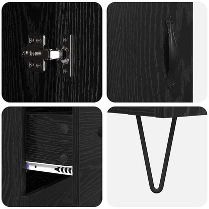 vidaXL Buffet haut noir aspect chêne 69,5 x 34 x 180 cm Bois d'ingénierie