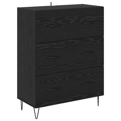 vidaXL Buffet haut noir aspect chêne 69,5 x 34 x 180 cm Bois d'ingénierie