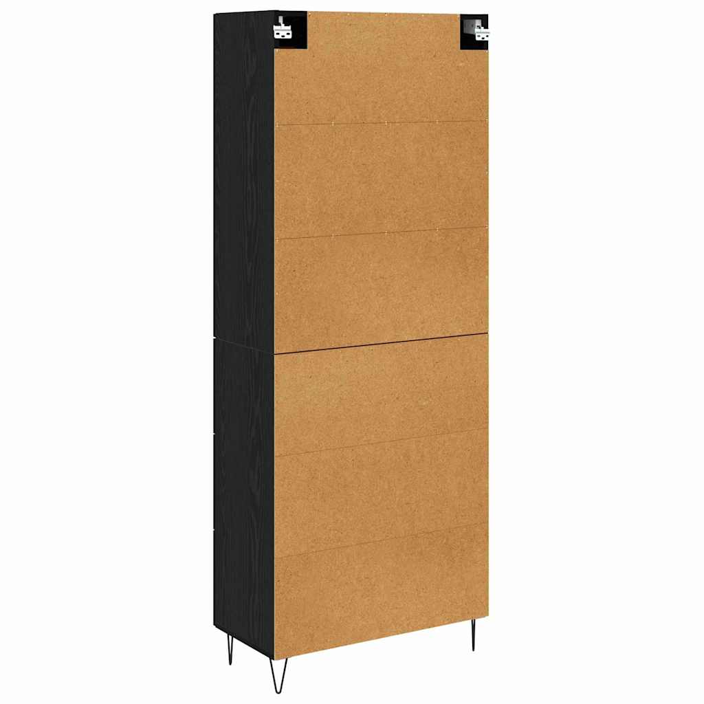 vidaXL Buffet haut noir aspect chêne 69,5 x 34 x 180 cm Bois d'ingénierie