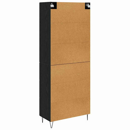 vidaXL Buffet haut noir aspect chêne 69,5 x 34 x 180 cm Bois d'ingénierie