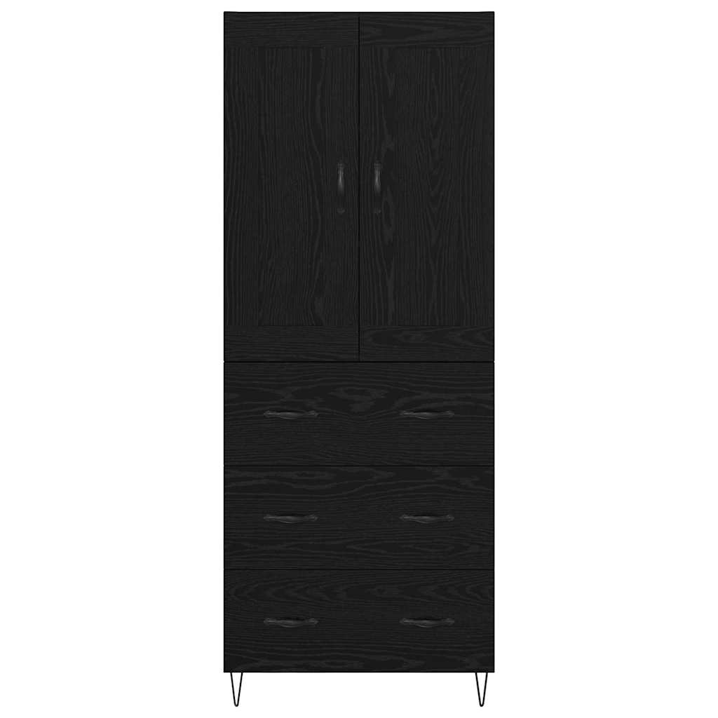 vidaXL Buffet haut noir aspect chêne 69,5 x 34 x 180 cm Bois d'ingénierie