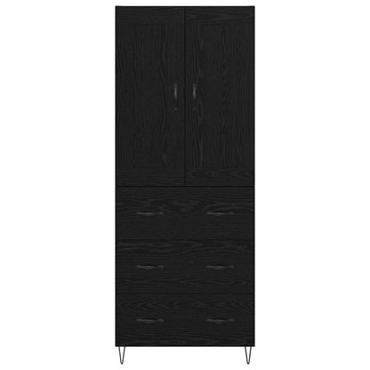 vidaXL Buffet haut noir aspect chêne 69,5 x 34 x 180 cm Bois d'ingénierie