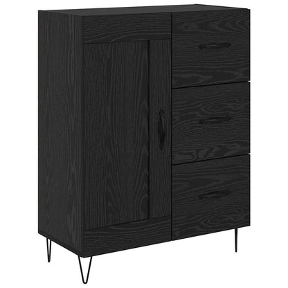 Highboard 2 Stück Schwarz Eichen-Optik Ingenieurholz und Glas