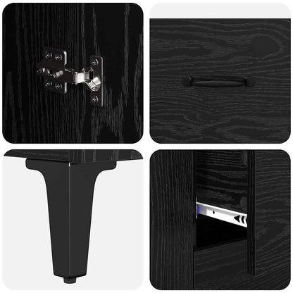 Highboard Schwarz Eichen-Optik 69,5 x 34 x 180 cm Holzwerkstoff