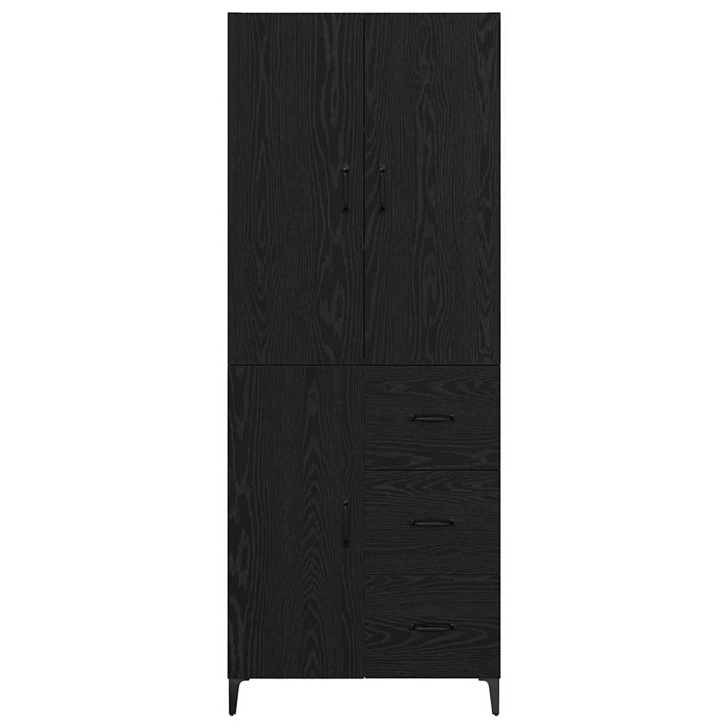 Highboard Schwarz Eichen-Optik 69,5 x 34 x 180 cm Holzwerkstoff