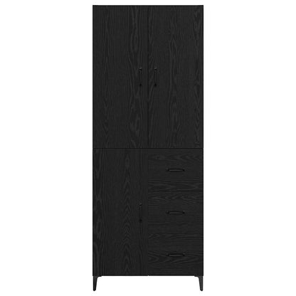 Highboard Schwarz Eichen-Optik 69,5 x 34 x 180 cm Holzwerkstoff