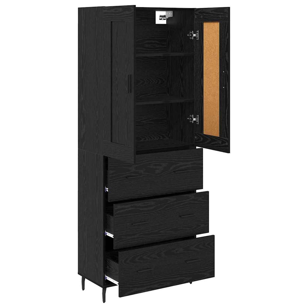 vidaXL Highboard 2 pcs Schwarz Eichen-Optik Holzwerkstoff