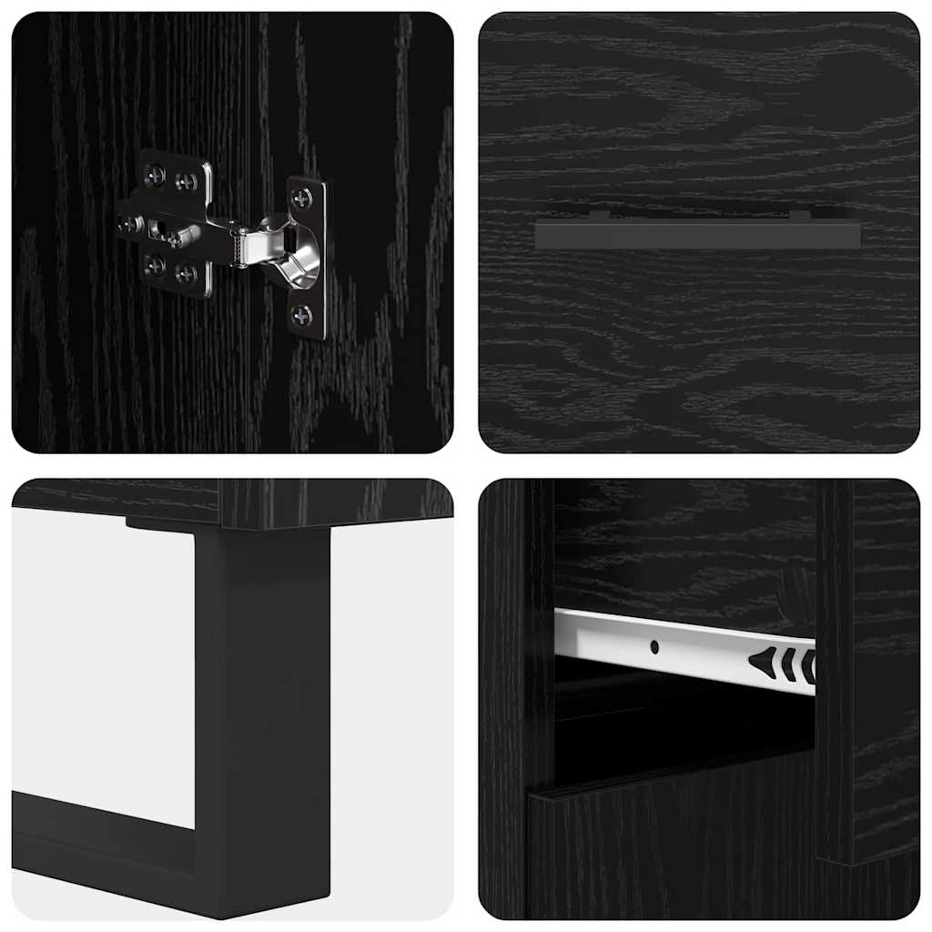 vidaXL Buffet haut noir aspect chêne 69,5 x 34 x 180 cm Bois d'ingénierie