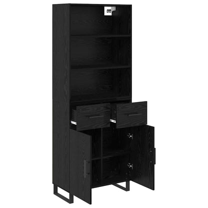 vidaXL Buffet haut noir aspect chêne 69,5 x 34 x 180 cm Bois d'ingénierie