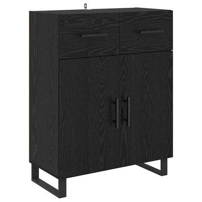 vidaXL Buffet haut noir aspect chêne 69,5 x 34 x 180 cm Bois d'ingénierie