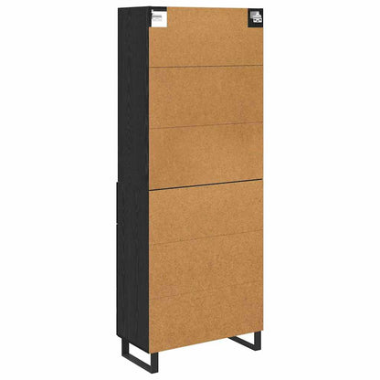 vidaXL Buffet haut noir aspect chêne 69,5 x 34 x 180 cm Bois d'ingénierie