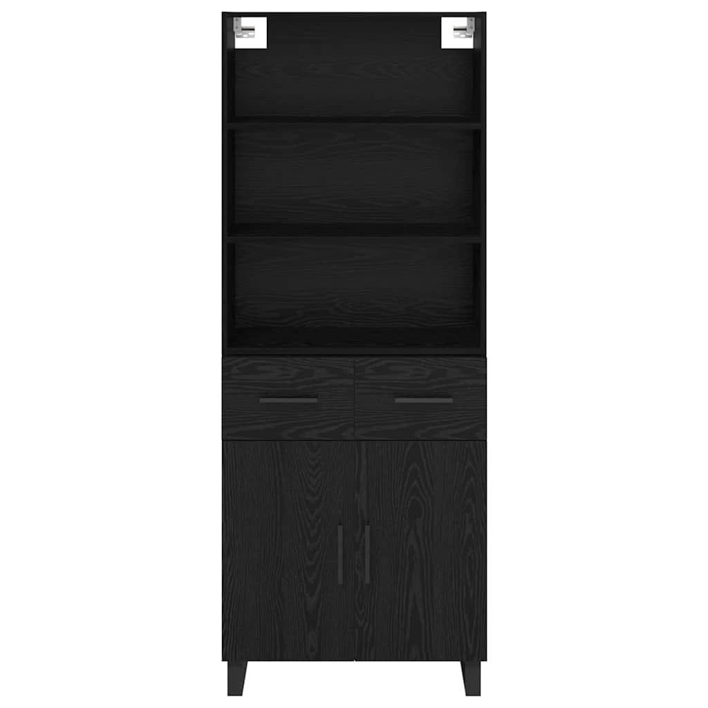 vidaXL Buffet haut noir aspect chêne 69,5 x 34 x 180 cm Bois d'ingénierie