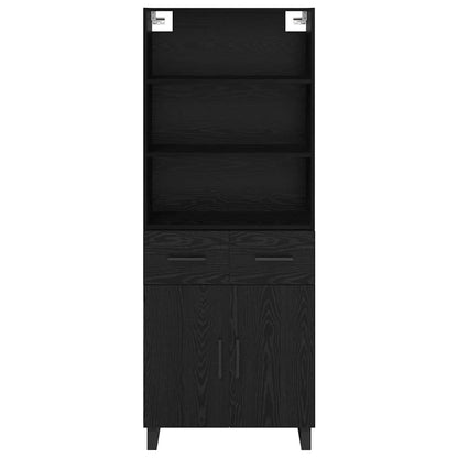 vidaXL Buffet haut noir aspect chêne 69,5 x 34 x 180 cm Bois d'ingénierie