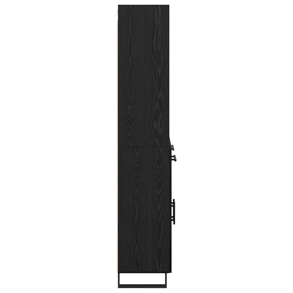 vidaXL Buffet haut noir aspect chêne 69,5 x 34 x 180 cm Bois d'ingénierie
