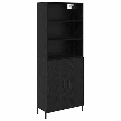 vidaXL Buffet haut noir aspect chêne 69,5 x 34 x 180 cm Bois d'ingénierie