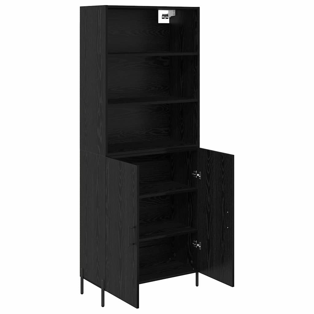 vidaXL Buffet haut noir aspect chêne 69,5 x 34 x 180 cm Bois d'ingénierie