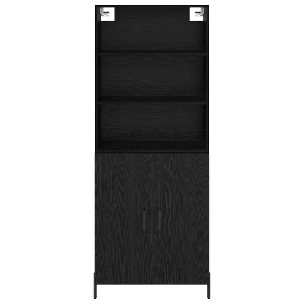 vidaXL Buffet haut noir aspect chêne 69,5 x 34 x 180 cm Bois d'ingénierie