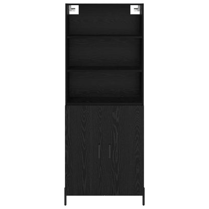 vidaXL Buffet haut noir aspect chêne 69,5 x 34 x 180 cm Bois d'ingénierie