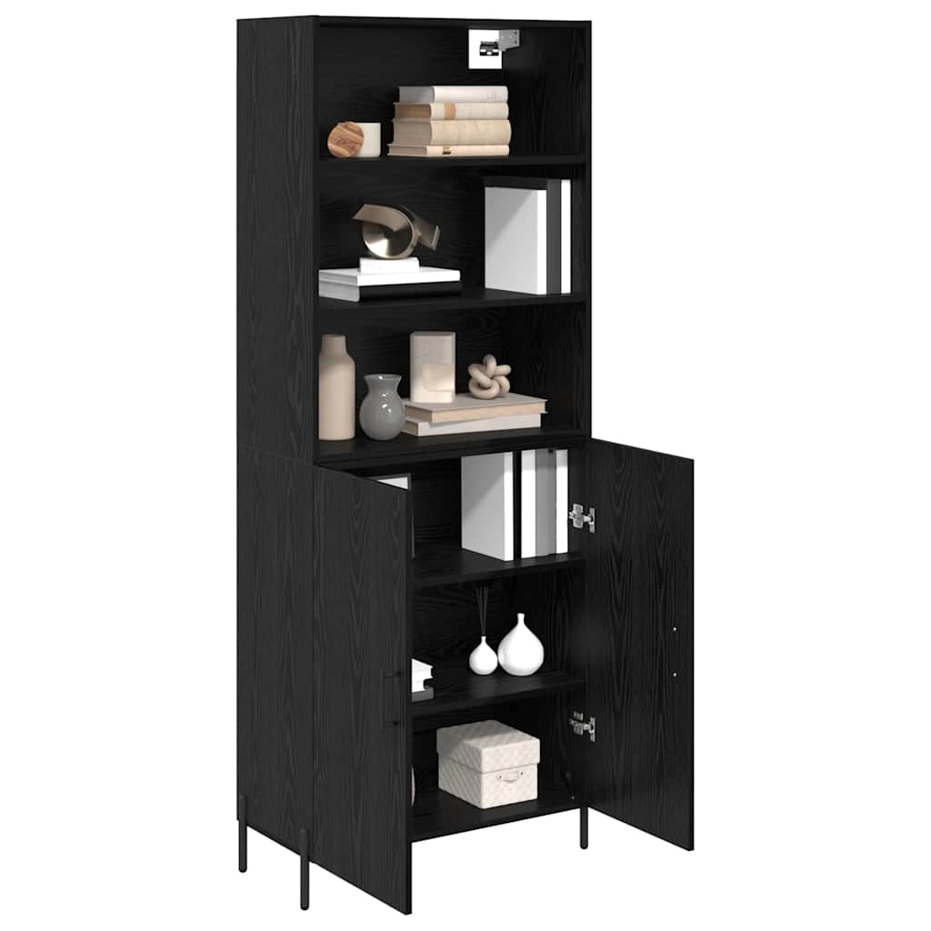 vidaXL Buffet haut noir aspect chêne 69,5 x 34 x 180 cm Bois d'ingénierie