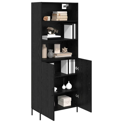 vidaXL Buffet haut noir aspect chêne 69,5 x 34 x 180 cm Bois d'ingénierie