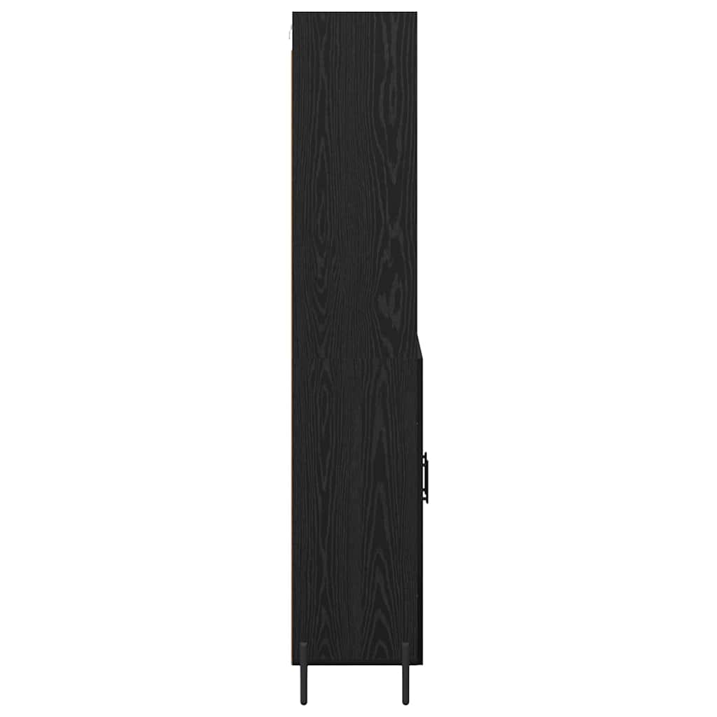 vidaXL Buffet haut noir aspect chêne 69,5 x 34 x 180 cm Bois d'ingénierie