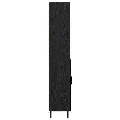 vidaXL Buffet haut noir aspect chêne 69,5 x 34 x 180 cm Bois d'ingénierie