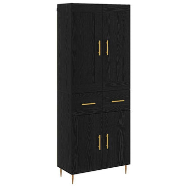 vidaXL Buffet haut noir aspect chêne 69,5 x 34 x 180 cm Bois d'ingénierie