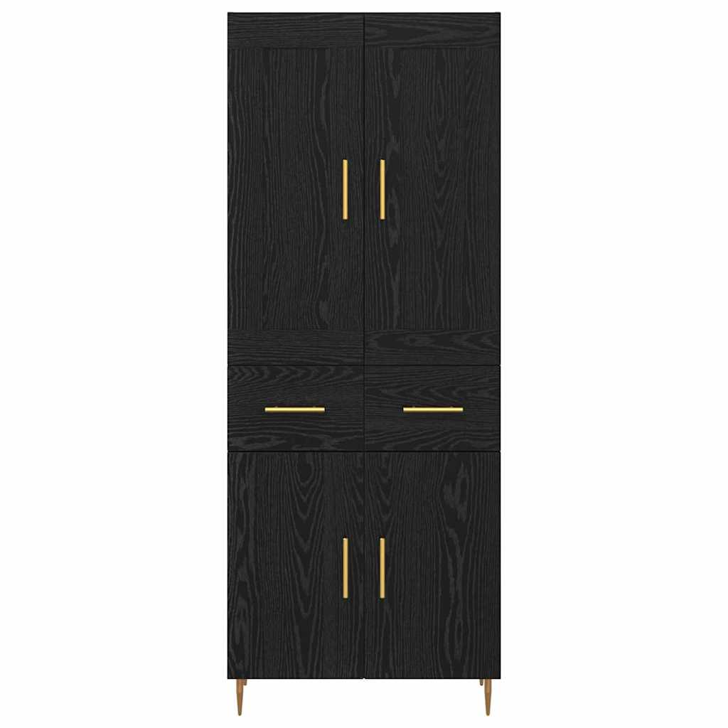 Highboard Schwarz Eichen-Optik 69,5 x 34 x 180 cm Holzwerkstoff