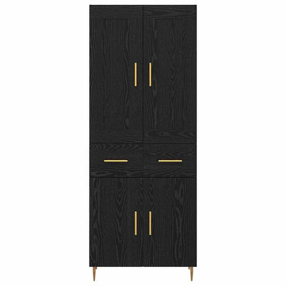 Highboard Schwarz Eichen-Optik 69,5 x 34 x 180 cm Holzwerkstoff