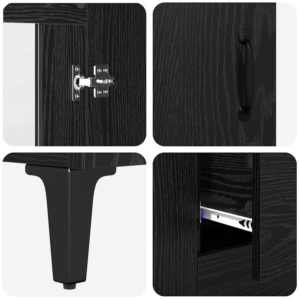 vidaXL Buffet haut noir aspect chêne 69,5 x 34 x 180 cm Bois d'ingénierie
