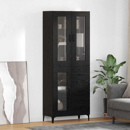 vidaXL Buffet haut noir aspect chêne 69,5 x 34 x 180 cm Bois d'ingénierie