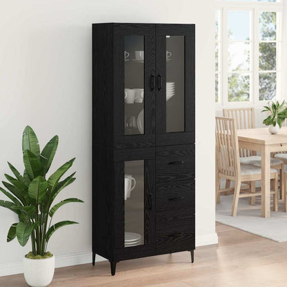 vidaXL Buffet haut noir aspect chêne 69,5 x 34 x 180 cm Bois d'ingénierie
