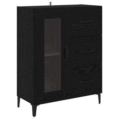 vidaXL Buffet haut noir aspect chêne 69,5 x 34 x 180 cm Bois d'ingénierie